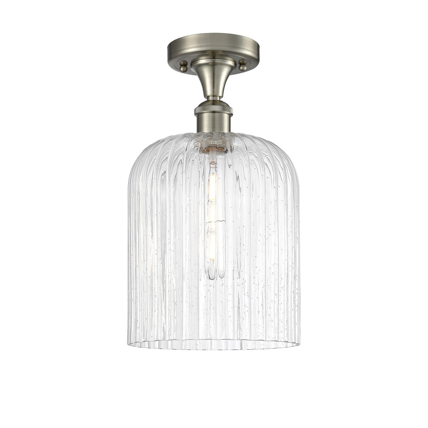 Innovations Bridal Veil 5in 1-Light Semi-Flush | Art Nouveau Brushed Satin Nickel and Seedy Glass | Kitchen & Hallway | Model 516-1C-SN-G559-8SDY