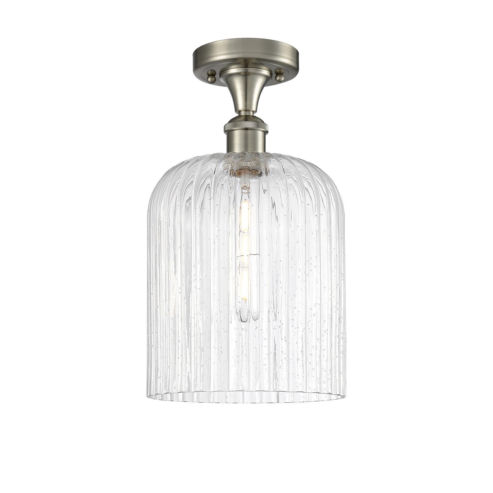 Innovations Bridal Veil 5in 1-Light Semi-Flush | Art Nouveau Brushed Satin Nickel and Seedy Glass | Kitchen & Hallway | Model 516-1C-SN-G559-8SDY