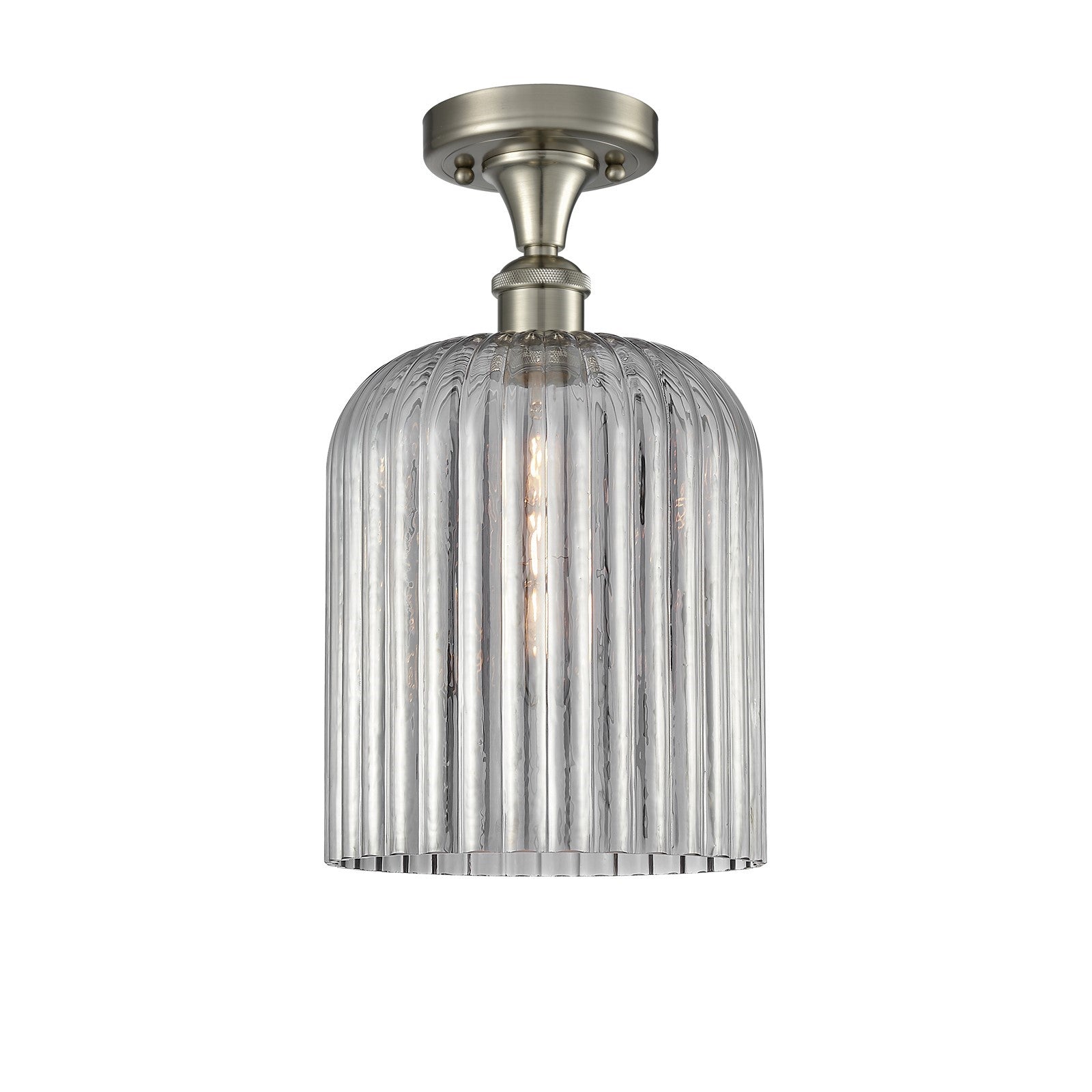 Innovations Bridal Veil 5in 1-Light Semi-Flush Mount | Art Nouveau Brushed Satin Nickel and Light Smoke Glass | Hallway | Model 516-1C-SN-G559-8SM