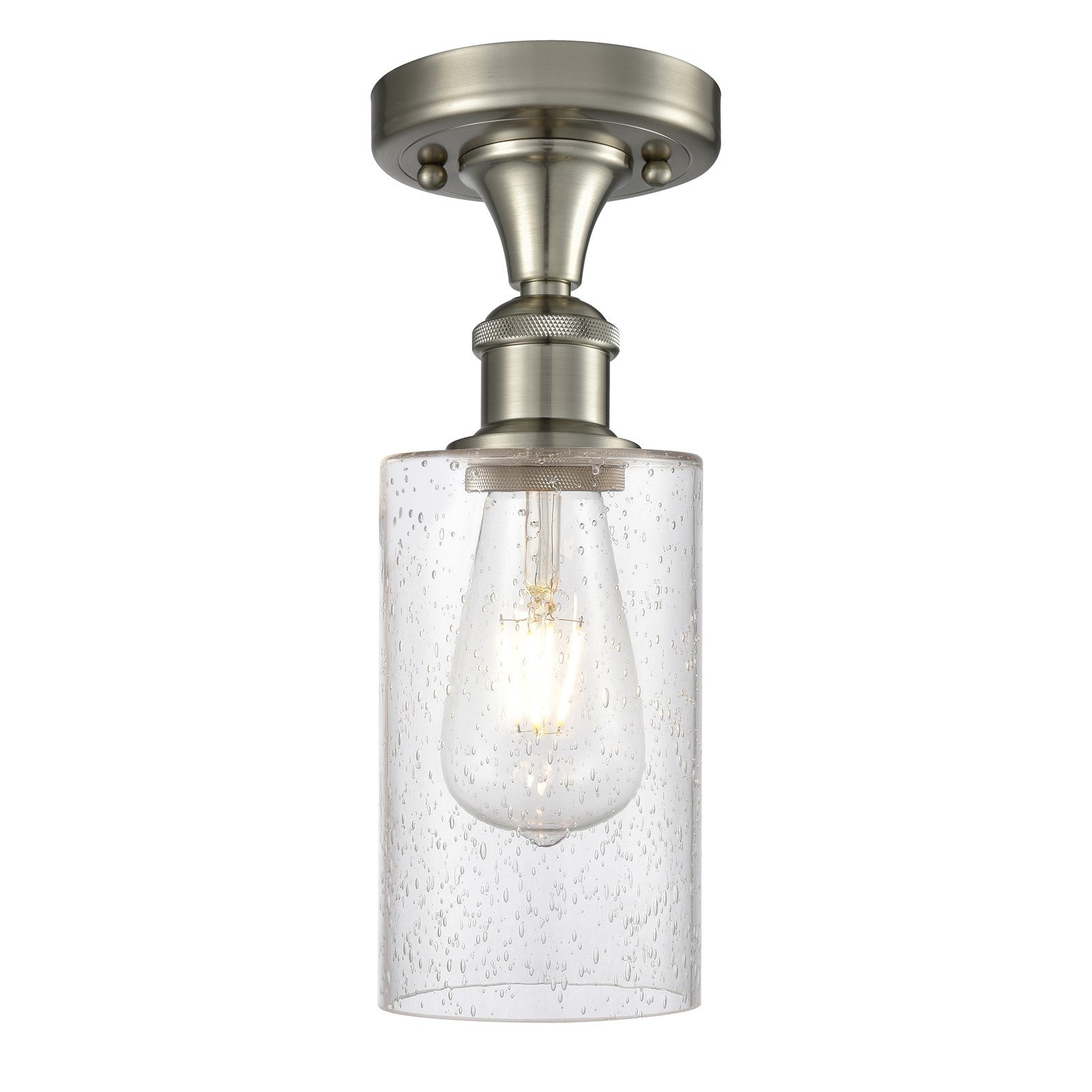 Innovations Clymer 4in 1-Light Semi-Flush | Transitional Brushed Satin Nickel and Seedy Glass | Hallway & Bedroom | Model 516-1C-SN-G804