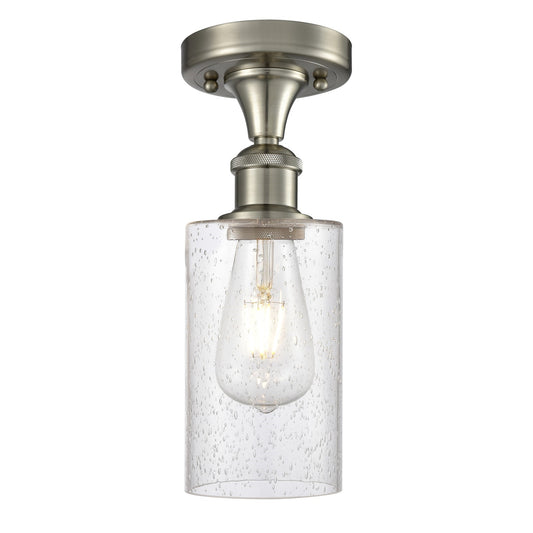 Innovations Clymer 4in 1-Light Semi-Flush | Transitional Brushed Satin Nickel and Seedy Glass | Hallway & Bedroom | Model 516-1C-SN-G804