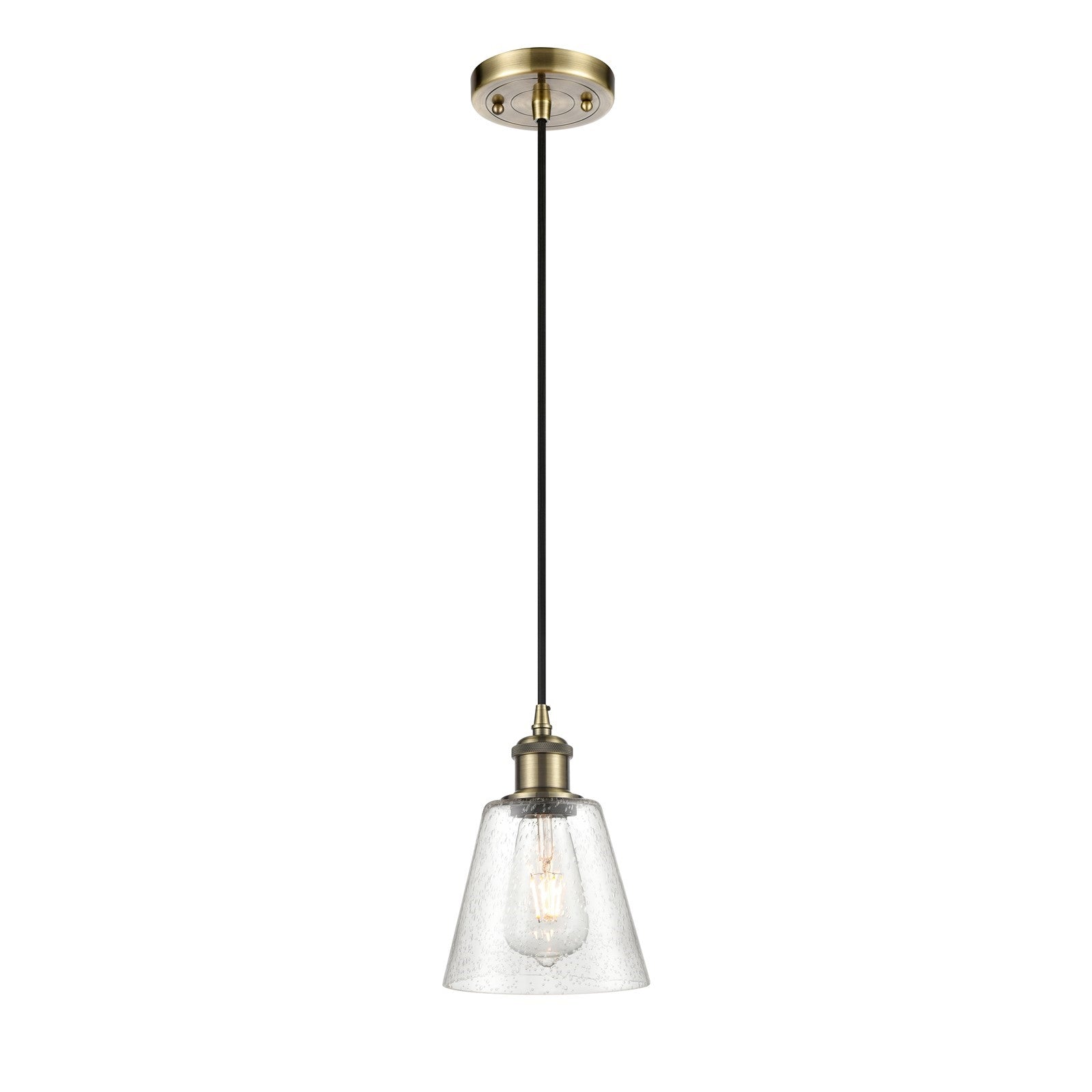 Innovations Caton 6in 1-Light Mini Pendant | Antique Brass and Frosted Glass | Kitchen Island & Dining Room | 6 x 6 x 8.5 in | Model 516-1P-AB-G454
