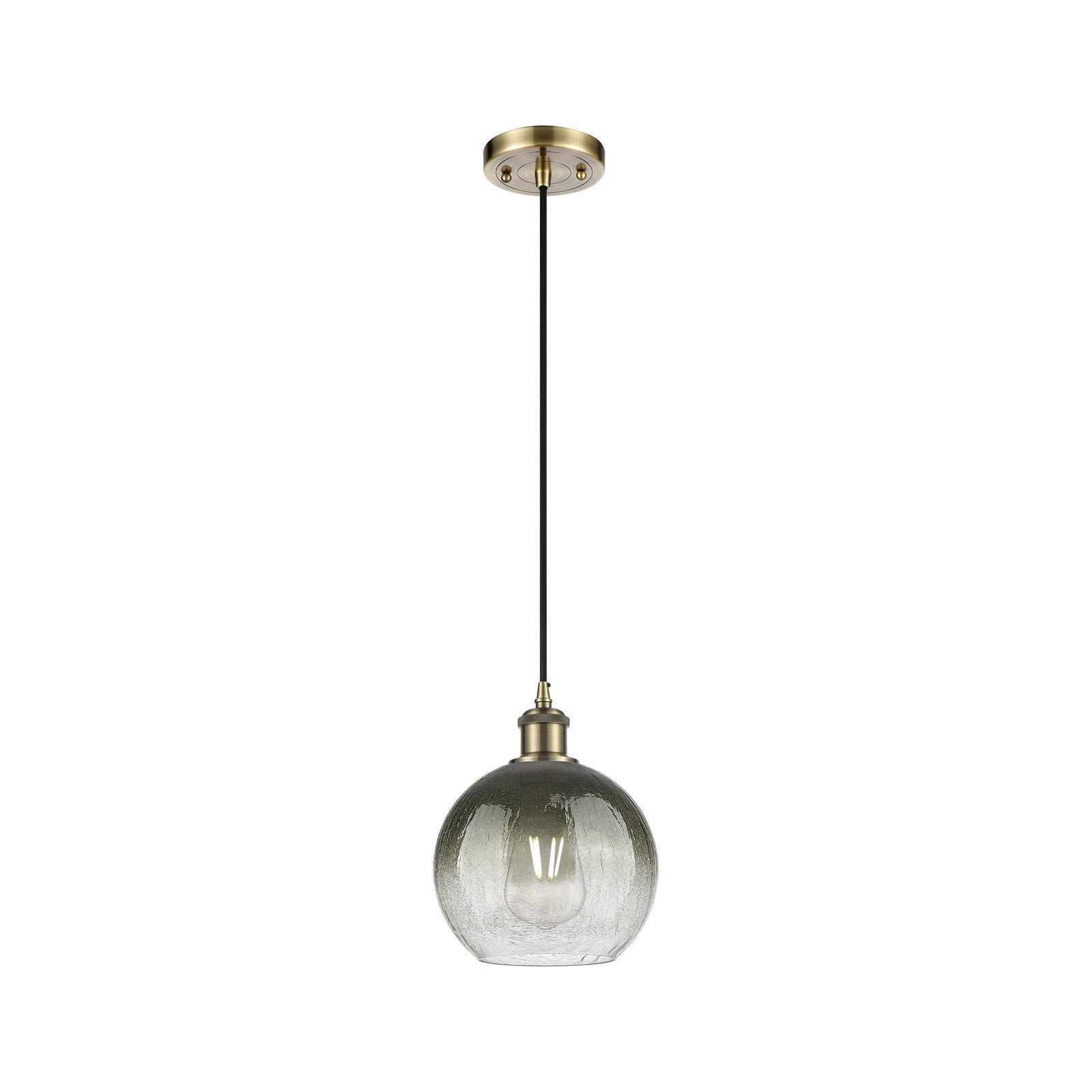 Innovations Brookhaven Globe 8in 1-Light Mini Pendant | Industrial Antique Brass and Slate Glass | Kitchen Island & Dining | Model 516-1P-AB-G483-8SL