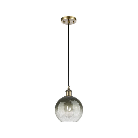 Innovations Brookhaven Globe 8in 1-Light Mini Pendant | Industrial Antique Brass and Slate Glass | Kitchen Island & Dining | Model 516-1P-AB-G483-8SL