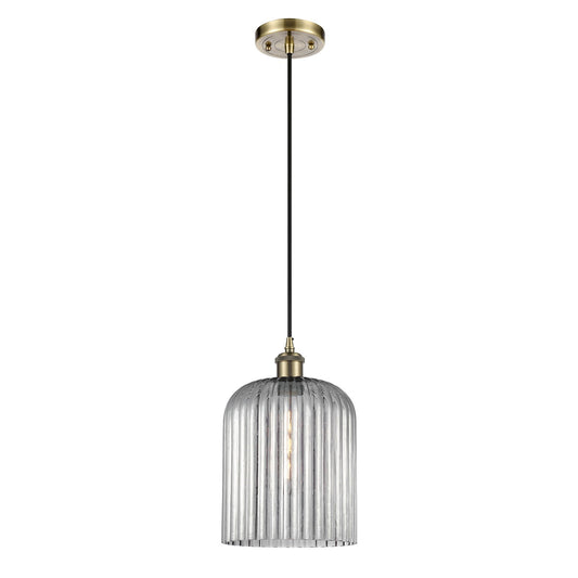 Innovations Bridal Veil 5in 1-Light Mini Pendant | Art Nouveau Antique Brass and Light Smoke Glass | Kitchen Island | Model 516-1P-AB-G559-8SM