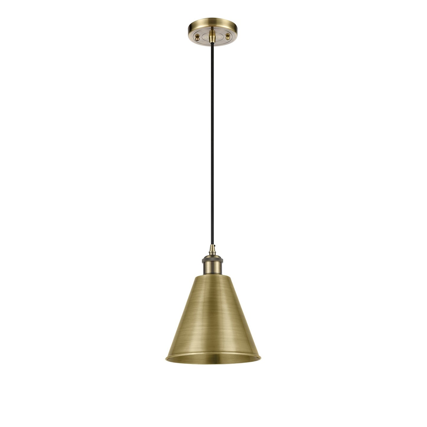 Innovations Berkshire 8in 1-Light Mini Pendant | Industrial Antique Brass and Antique Brass Metal | Kitchen Island | Model 516-1P-AB-MBC-8-AB