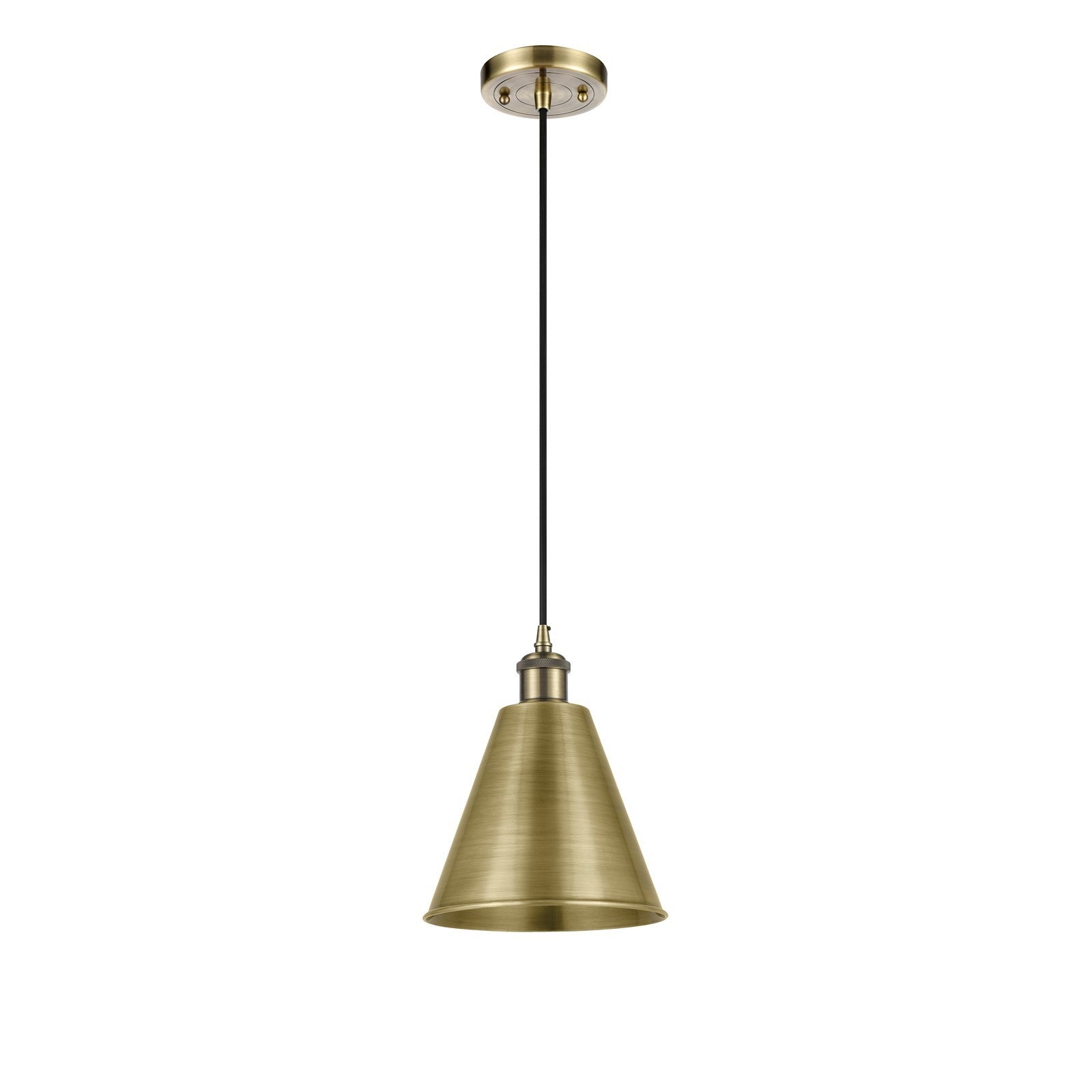 Innovations Berkshire 8in 1-Light Mini Pendant | Industrial Antique Brass and Antique Brass Metal | Kitchen Island | Model 516-1P-AB-MBC-8-AB
