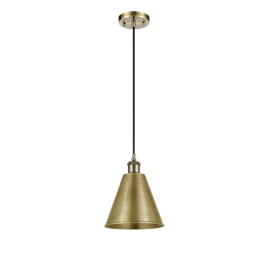 Innovations Berkshire 8in 1-Light Mini Pendant | Industrial Antique Brass and Antique Brass Metal | Kitchen Island | Model 516-1P-AB-MBC-8-AB