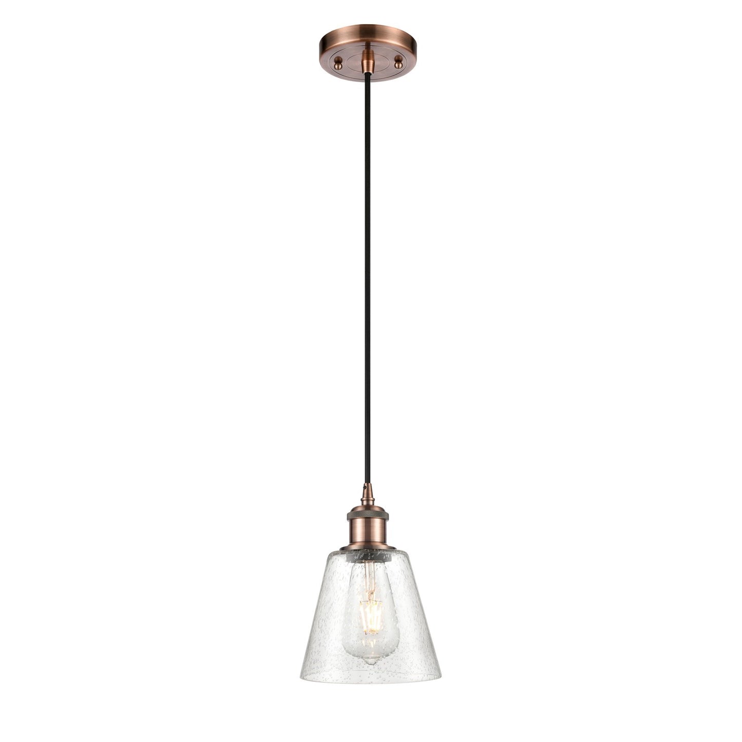 Innovations Caton 6in 1-Light Mini Pendant | Industrial Antique Copper and Frosted Glass | Kitchen Island & Dining Room | Model 516-1P-AC-G454