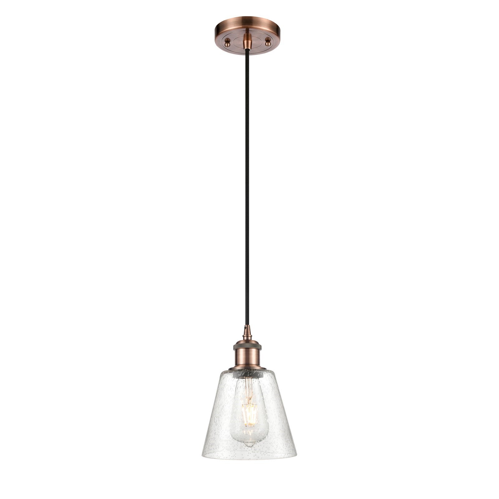 Innovations Caton 6in 1-Light Mini Pendant | Industrial Antique Copper and Frosted Glass | Kitchen Island & Dining Room | Model 516-1P-AC-G454