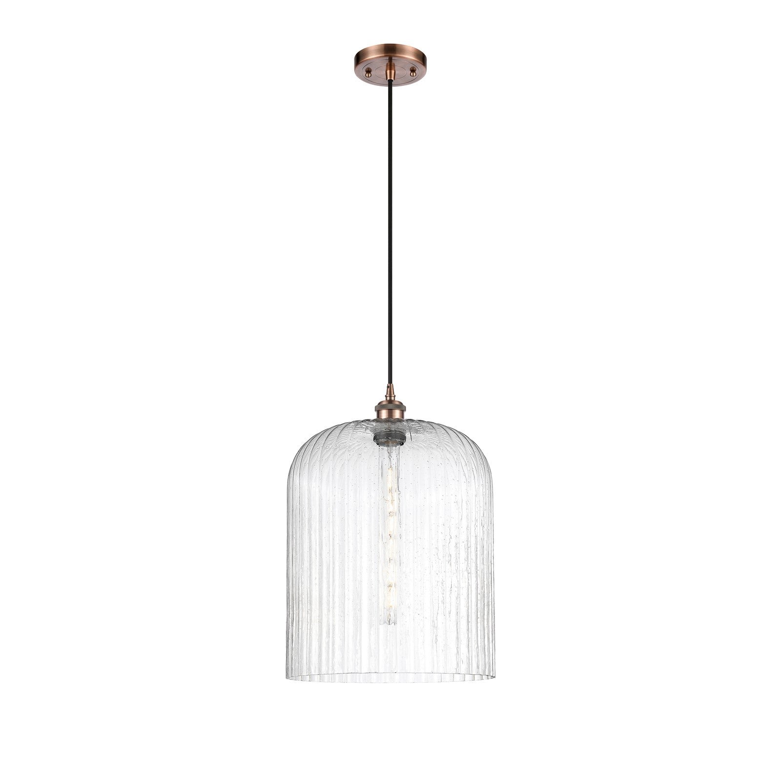 Innovations Bridal Veil 5in 1-Light Mini Pendant | Art Nouveau Antique Copper and Seedy Glass | Kitchen Island & Dining | Model 516-1P-AC-G559-12SDY