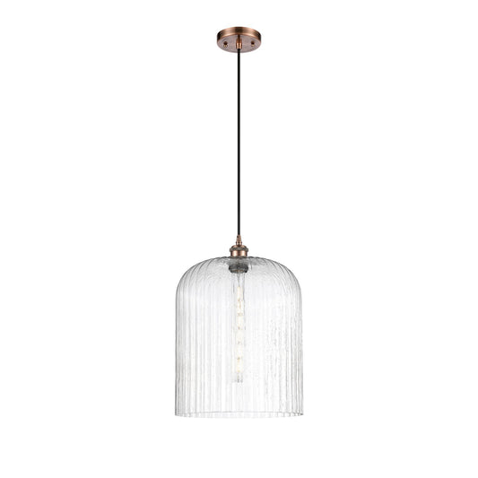 Innovations Bridal Veil 5in 1-Light Mini Pendant | Art Nouveau Antique Copper and Seedy Glass | Kitchen Island & Dining | Model 516-1P-AC-G559-12SDY
