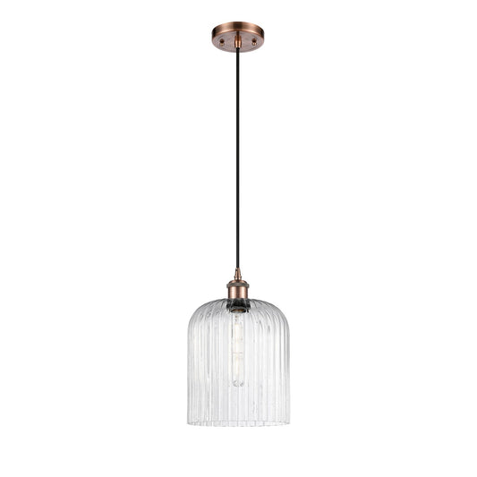 Innovations Bridal Veil 5in 1-Light Mini Pendant | Art Nouveau Antique Copper and Seedy Glass | Kitchen Island & Dining | Model 516-1P-AC-G559-8SDY