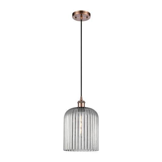 Innovations Bridal Veil 5in 1-Light Mini Pendant | Art Nouveau Antique Copper and Light Smoke Glass | Kitchen Island | Model 516-1P-AC-G559-8SM