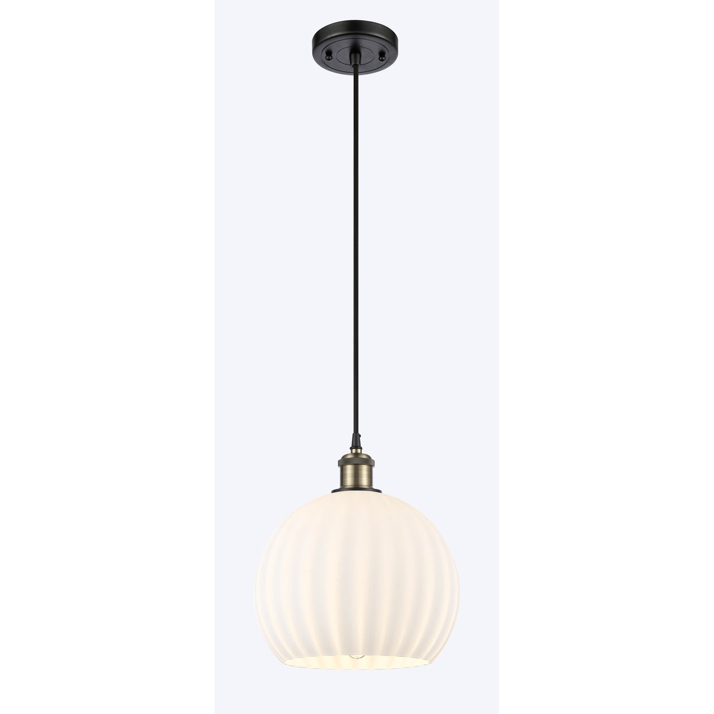 Innovations Ballston 10in 1-Light Mini Pendant | Art Nouveau Black Antique Brass and White Venetian Glass | Kitchen | Model 516-1P-BAB-G1217-10WV