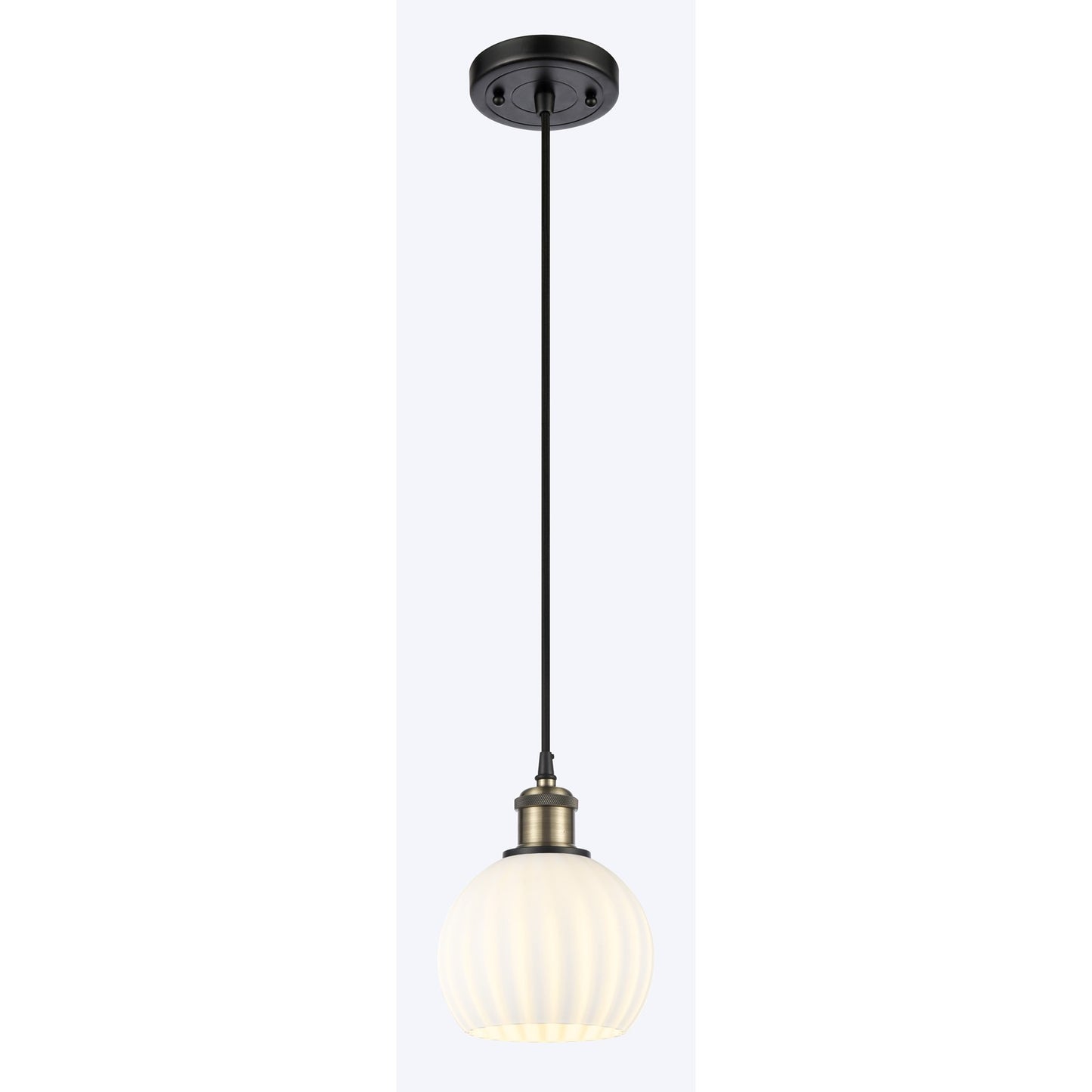 Innovations Ballston 6in 1-Light Mini Pendant | Art Nouveau Black Antique Brass and White Venetian Glass | Kitchen | Model 516-1P-BAB-G1217-6WV