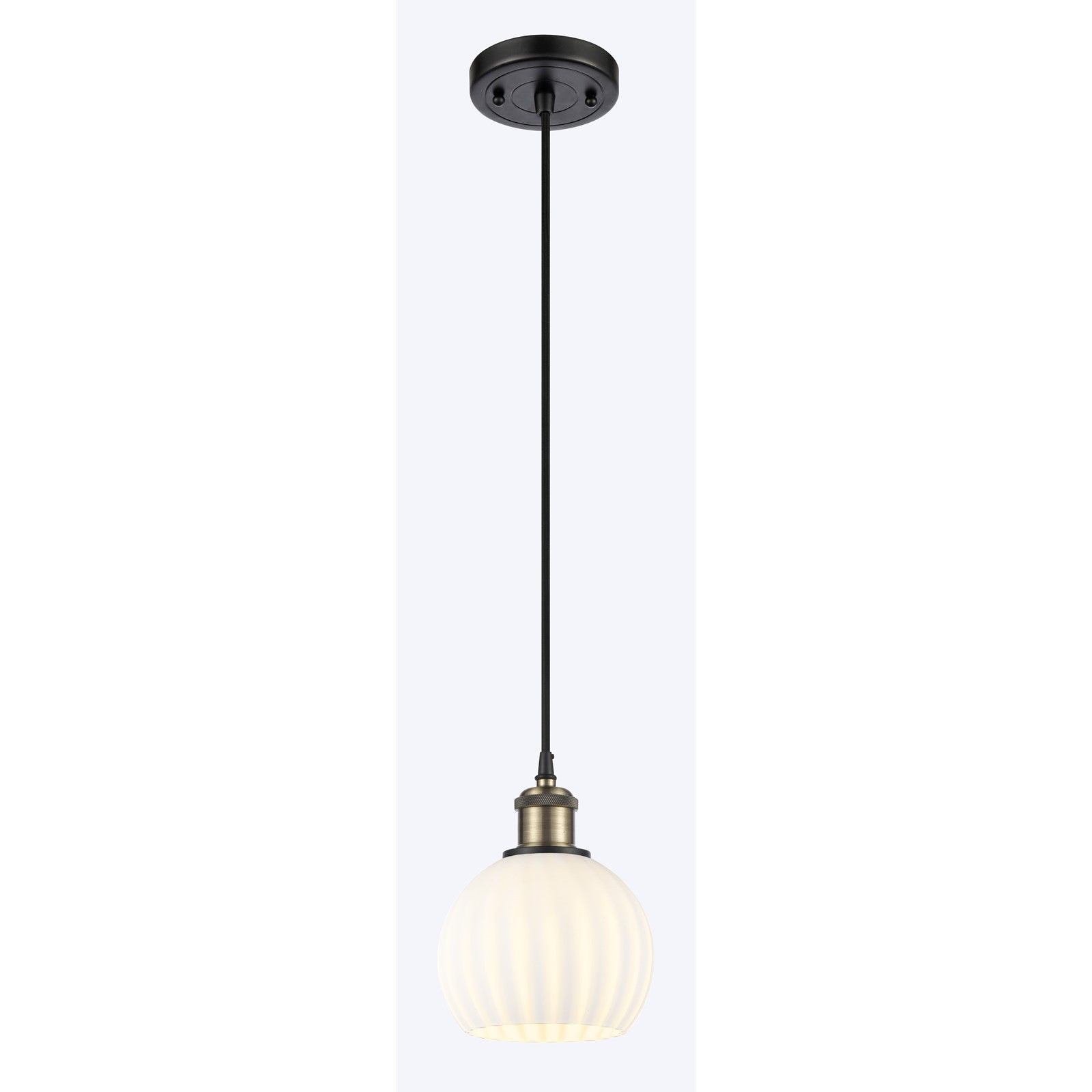 Innovations Ballston 6in 1-Light Mini Pendant | Art Nouveau Black Antique Brass and White Venetian Glass | Kitchen | Model 516-1P-BAB-G1217-6WV