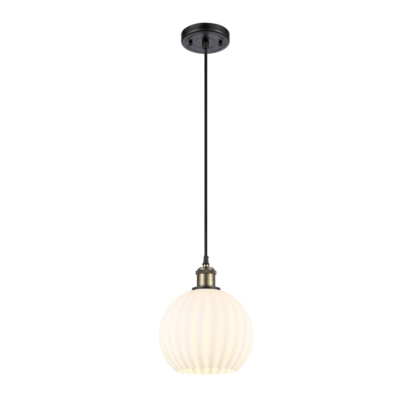 Innovations Ballston 8in 1-Light Mini Pendant | Art Nouveau Black Antique Brass and White Venetian Glass | Kitchen | Model 516-1P-BAB-G1217-8WV