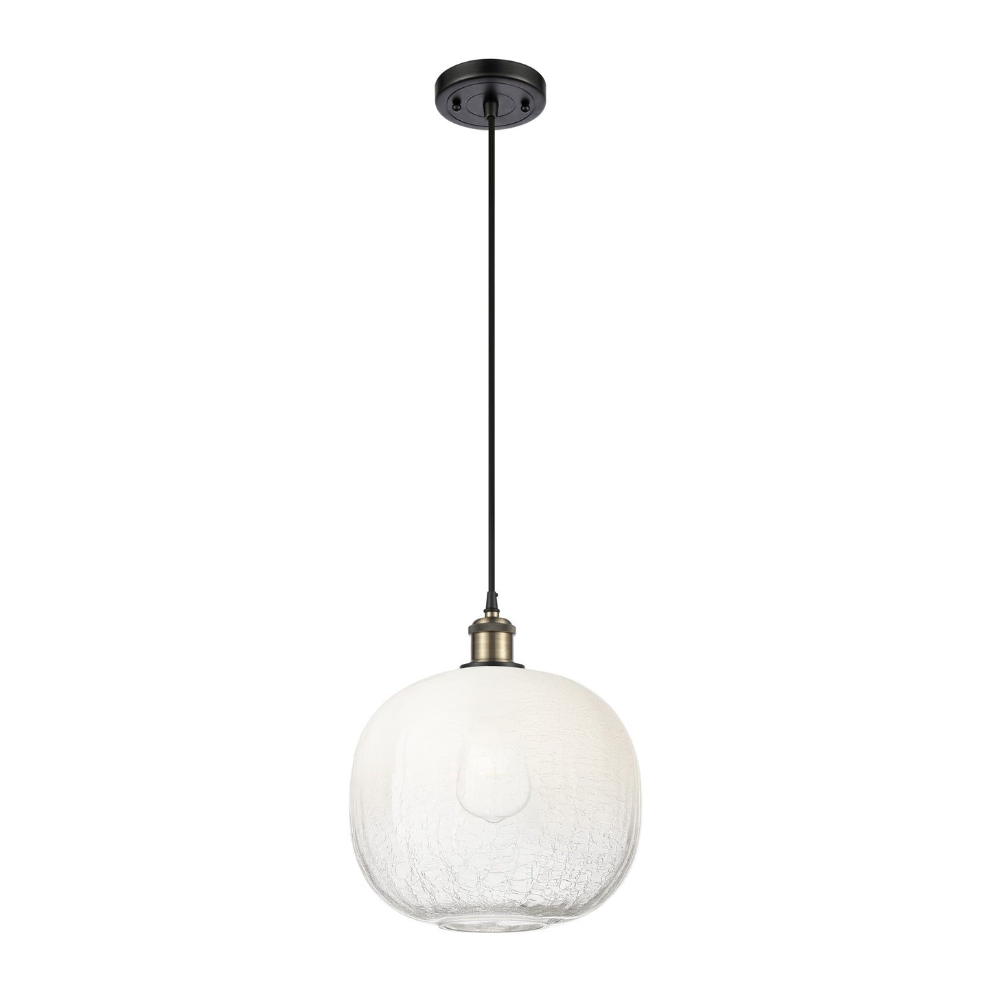 Innovations Brookhaven Sphere 10.5in 1-Light Mini Pendant | Industrial Black Antique Brass and Opal Glass | Kitchen | Model 516-1P-BAB-G481-10OP
