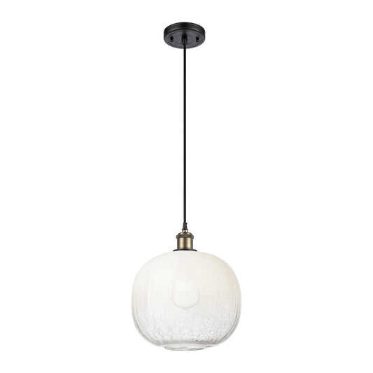 Innovations Brookhaven Sphere 10.5in 1-Light Mini Pendant | Industrial Black Antique Brass and Opal Glass | Kitchen | Model 516-1P-BAB-G481-10OP