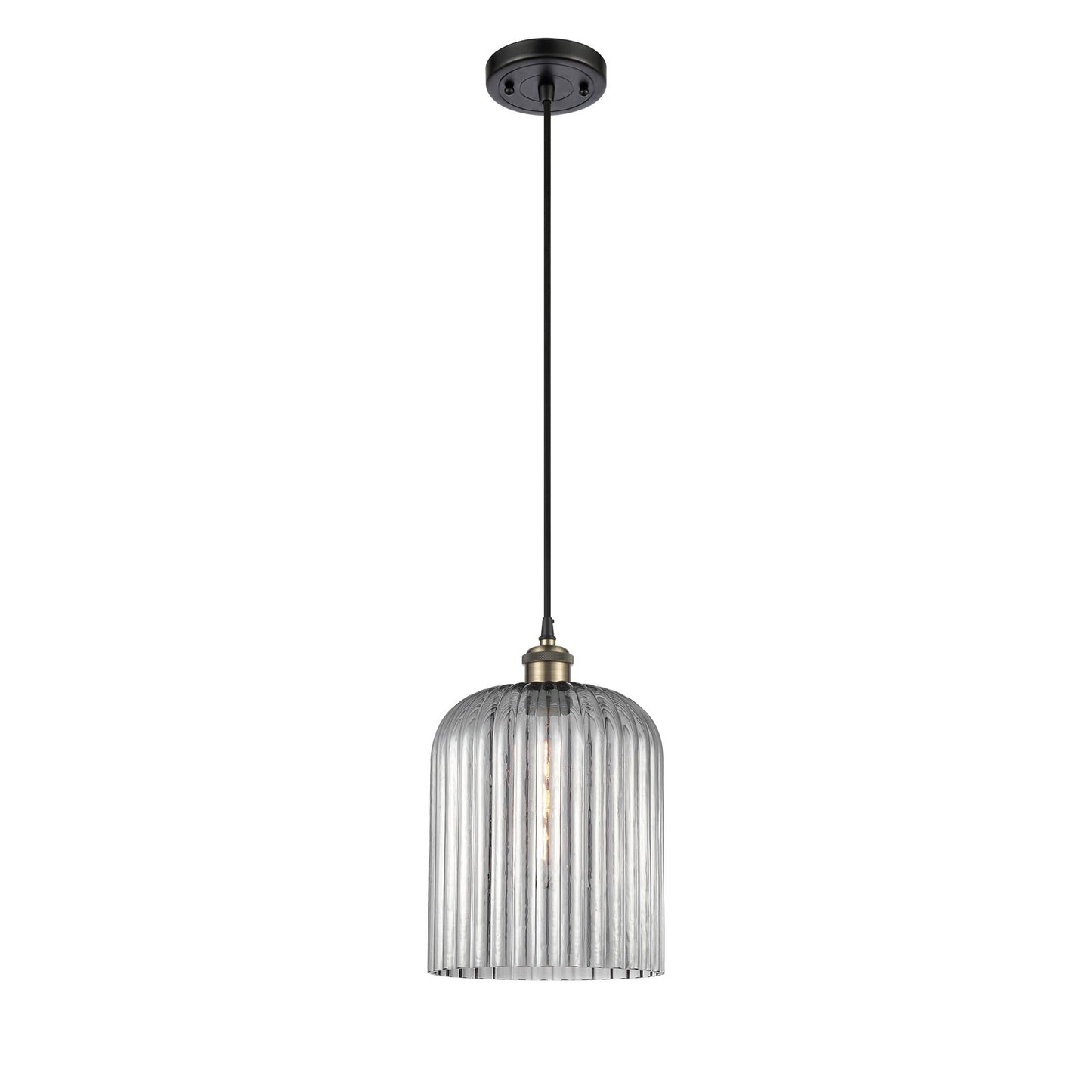 Innovations Bridal Veil 5in 1-Light Mini Pendant | Art Nouveau Black Antique Brass and Light Smoke Glass | Kitchen Island | Model 516-1P-BAB-G559-8SM