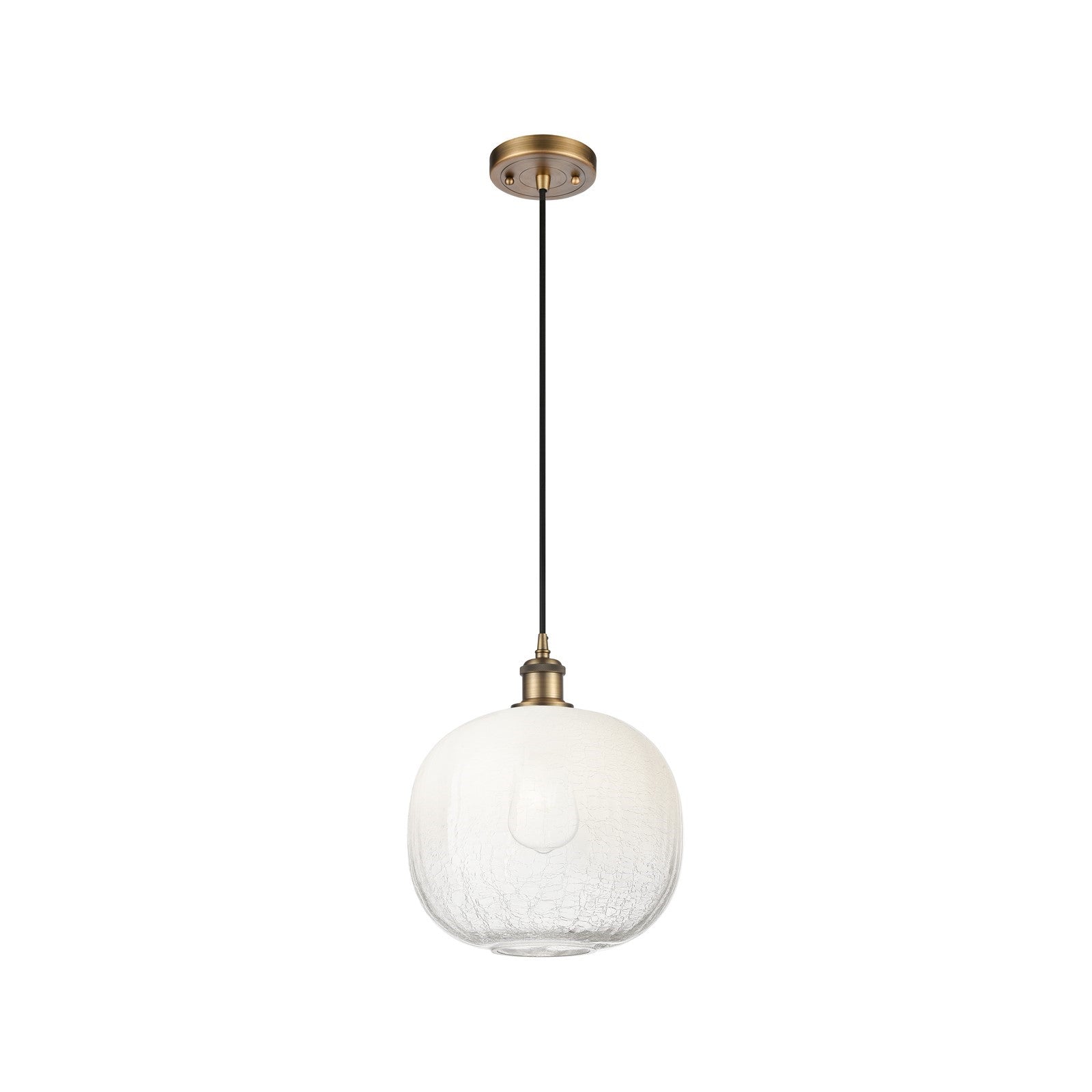 Innovations Brookhaven Sphere 10in 1-Light Mini Pendant | Industrial Brushed Brass and Opal Glass | Kitchen Island | Model 516-1P-BB-G481-10OP