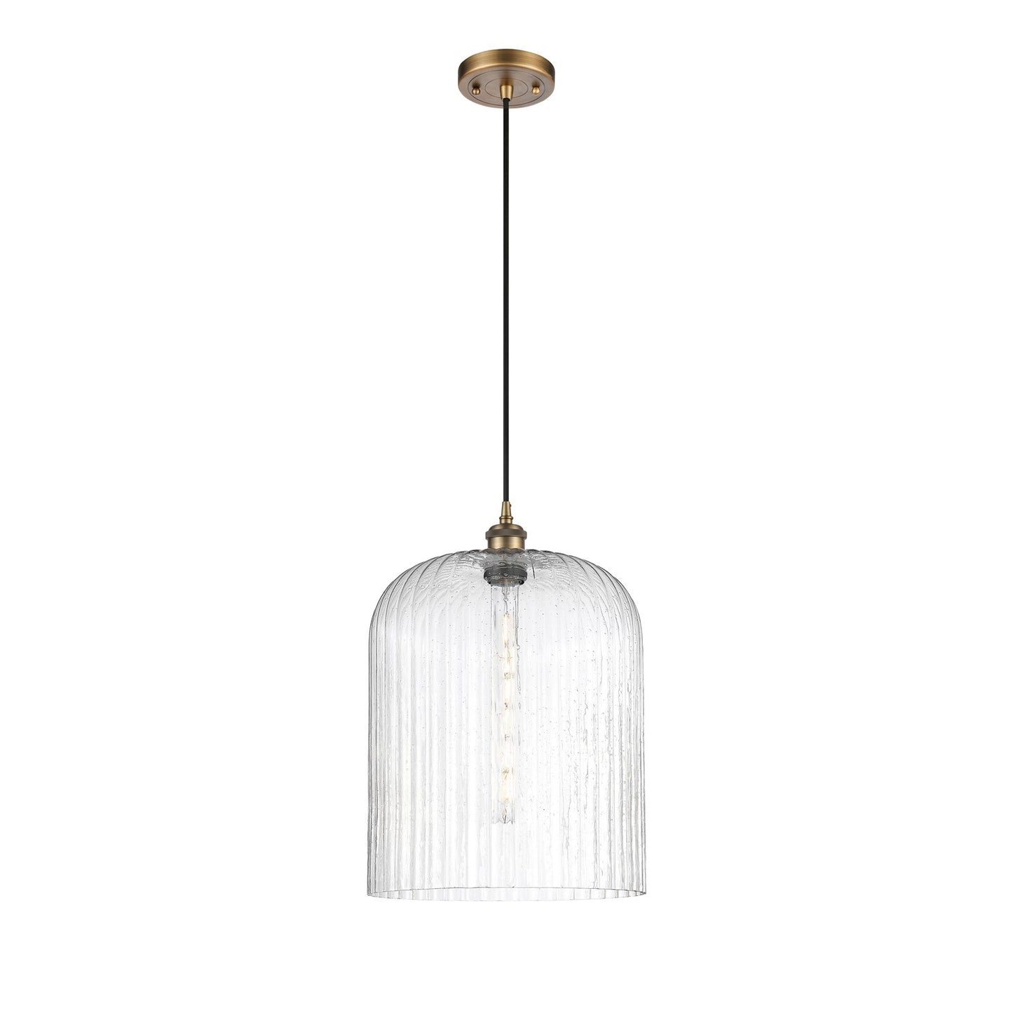 Innovations Bridal Veil 5in 1-Light Mini Pendant | Art Nouveau Brushed Brass and Seedy Glass | Kitchen Island & Dining | Model 516-1P-BB-G559-12SDY