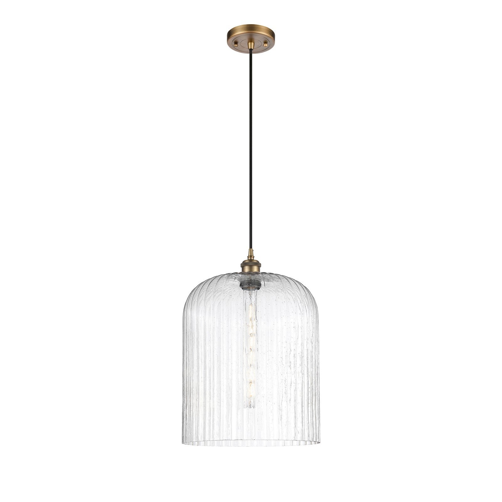 Innovations Bridal Veil 5in 1-Light Mini Pendant | Art Nouveau Brushed Brass and Seedy Glass | Kitchen Island & Dining | Model 516-1P-BB-G559-12SDY