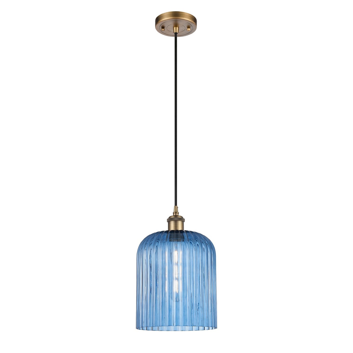 Innovations Bridal Veil 5in 1-Light Mini Pendant | Art Nouveau Brushed Brass and Princess Blue Glass | Kitchen Island | Model 516-1P-BB-G559-8BL