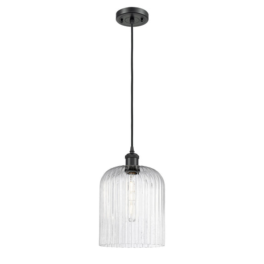 Innovations Bridal Veil 8in 1-Light Mini Pendant | Art Nouveau Matte Black and Seedy Glass | Kitchen Island & Dining Room | Model 516-1P-BK-G559-8SDY