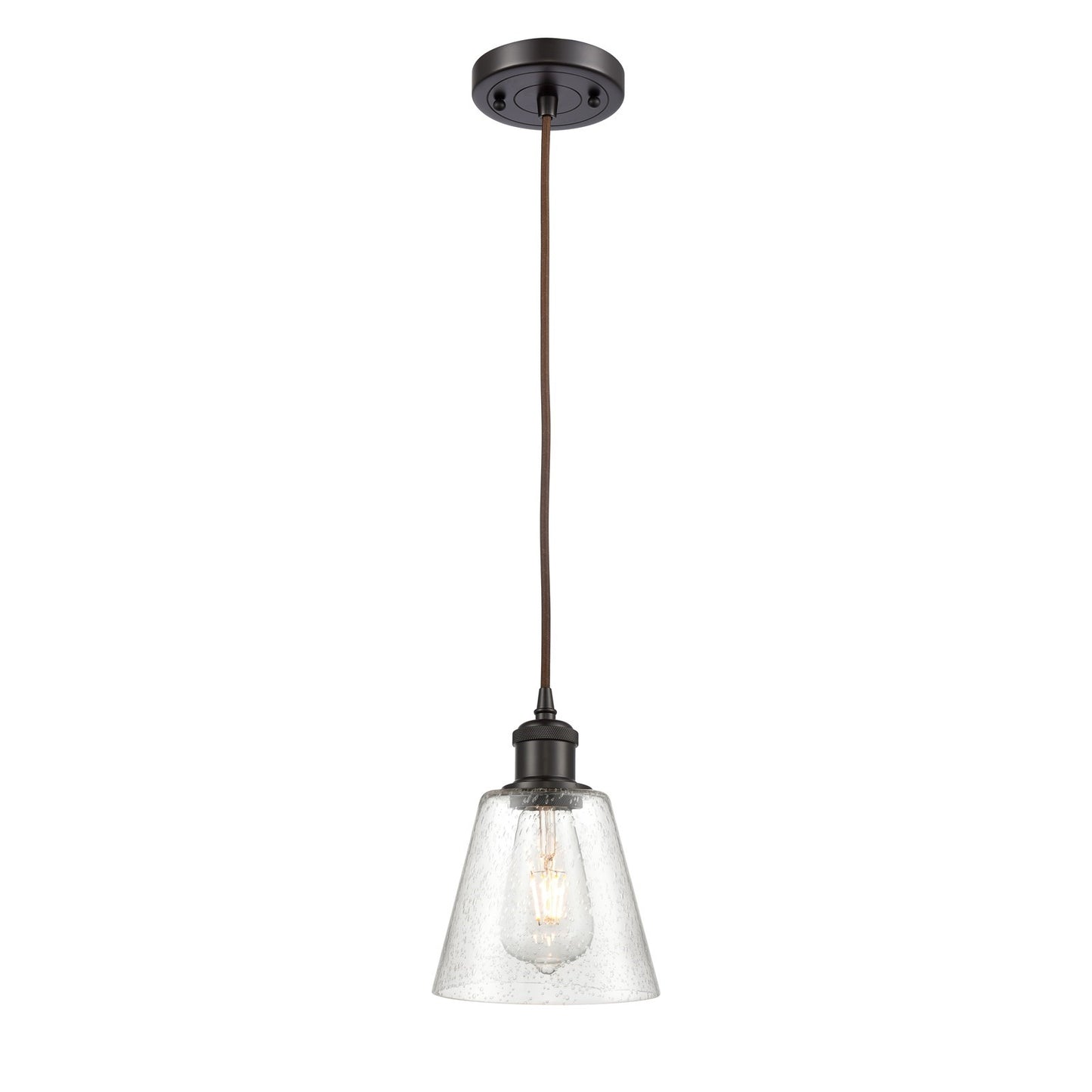 Innovations Caton 6in 1-Light Mini Pendant | Industrial Oil Rubbed Bronze and Frosted Glass | Kitchen Island & Dining Room | Model 516-1P-OB-G454