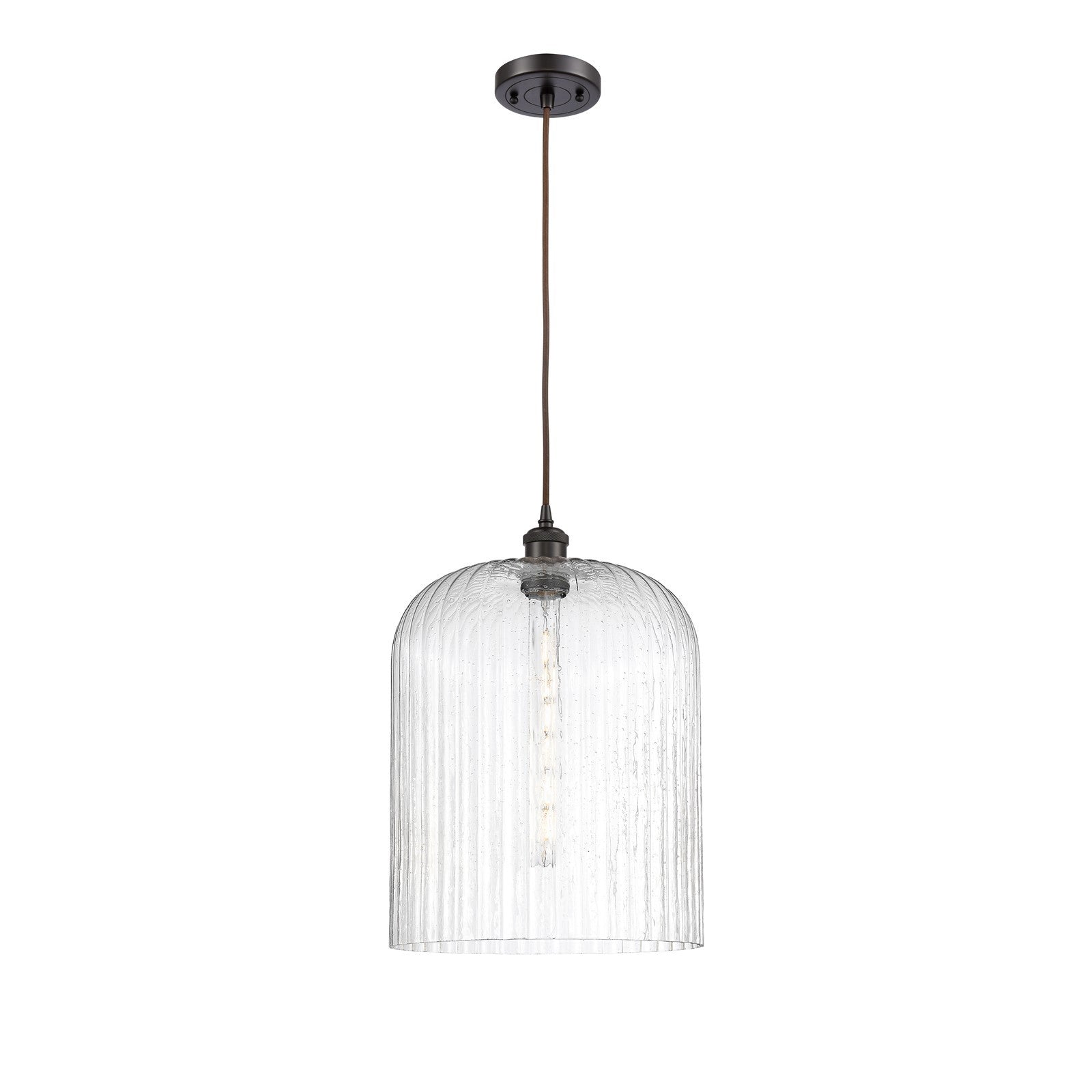 Innovations Bridal Veil 5in 1-Light Mini Pendant | Art Nouveau Oil Rubbed Bronze and Seedy Glass | Kitchen Island | Model 516-1P-OB-G559-12SDY