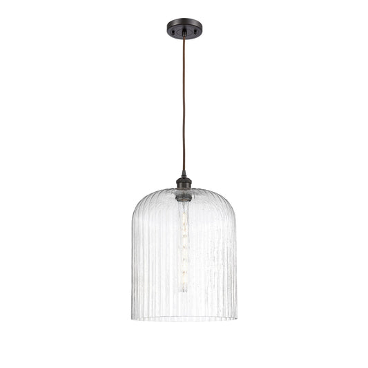 Innovations Bridal Veil 5in 1-Light Mini Pendant | Art Nouveau Oil Rubbed Bronze and Seedy Glass | Kitchen Island | Model 516-1P-OB-G559-12SDY