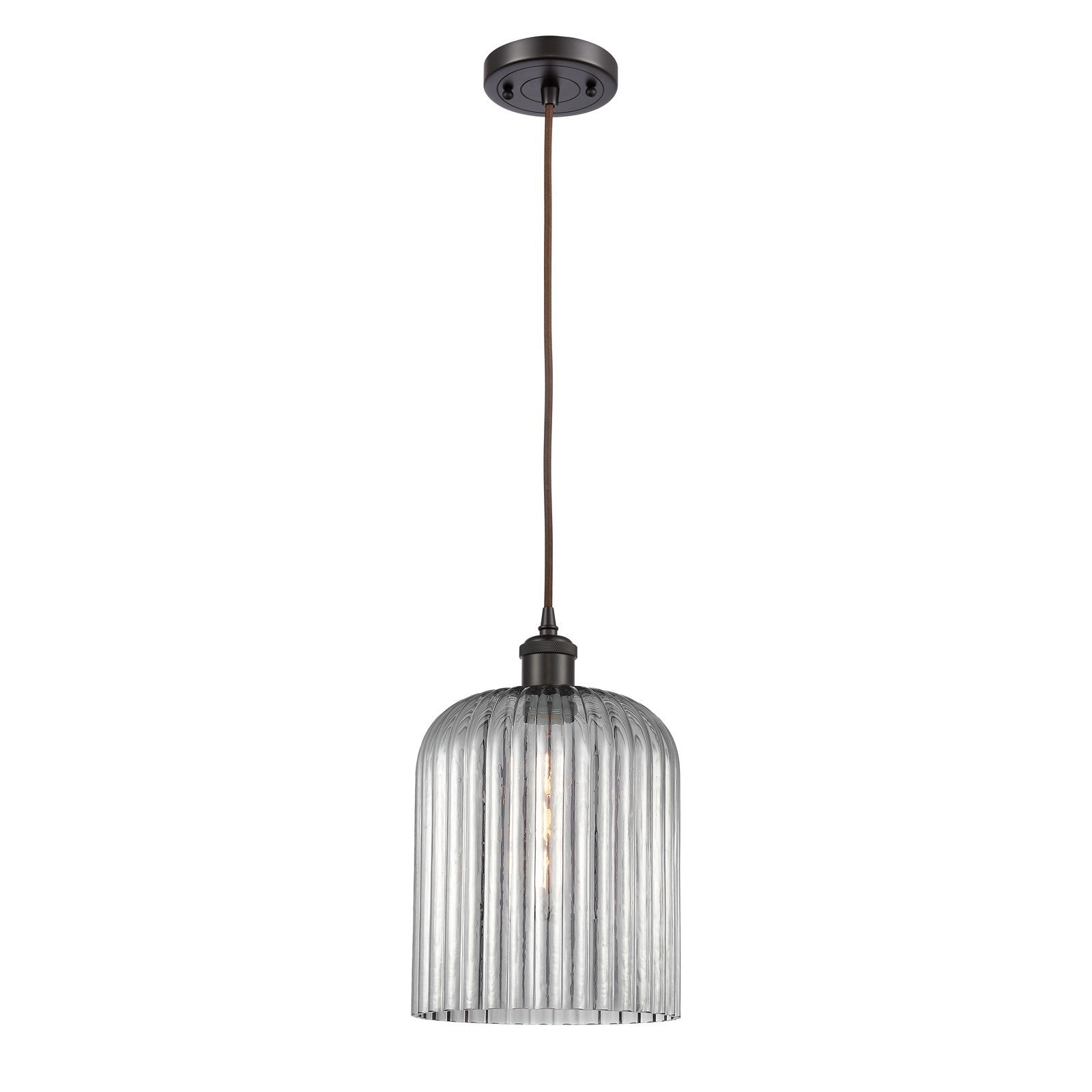 Innovations Bridal Veil 5in 1-Light Mini Pendant | Art Nouveau Oil Rubbed Bronze and Light Smoke Glass | Kitchen Island | Model 516-1P-OB-G559-8SM