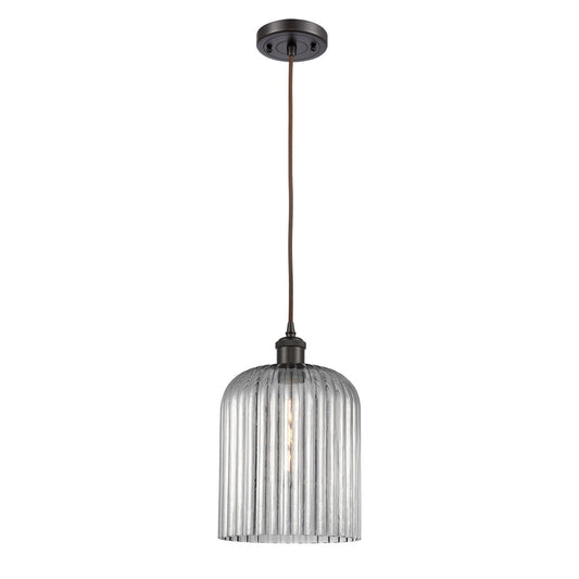 Innovations Bridal Veil 5in 1-Light Mini Pendant | Art Nouveau Oil Rubbed Bronze and Light Smoke Glass | Kitchen Island | Model 516-1P-OB-G559-8SM