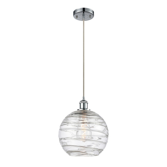 Innovations Athens Deco Swirl 10in 1-Light Mini Pendant | Polished Chrome and Clear Glass | Kitchen Island & Dining Room | Model 516-1P-PC-G1213-10CL