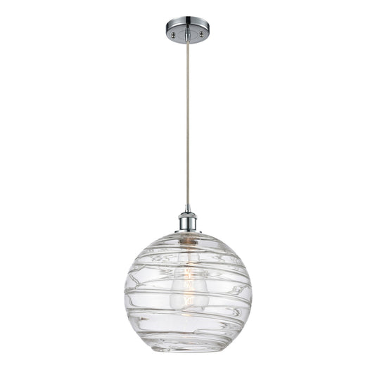 Innovations Athens Deco Swirl 12in 1-Light Mini Pendant | Polished Chrome and Clear Glass | Kitchen Island & Dining Room | Model 516-1P-PC-G1213-12CL