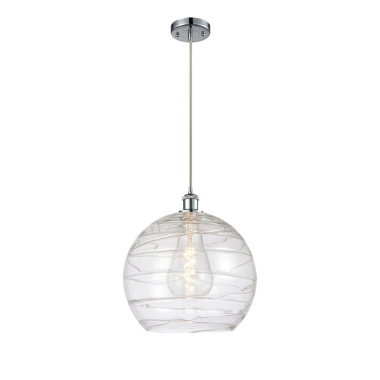 Innovations Athens Deco Swirl 13.75in 1-Light Mini Pendant | Polished Chrome and Clear Glass | Kitchen Island & Dining | Model 516-1P-PC-G1213-14CL