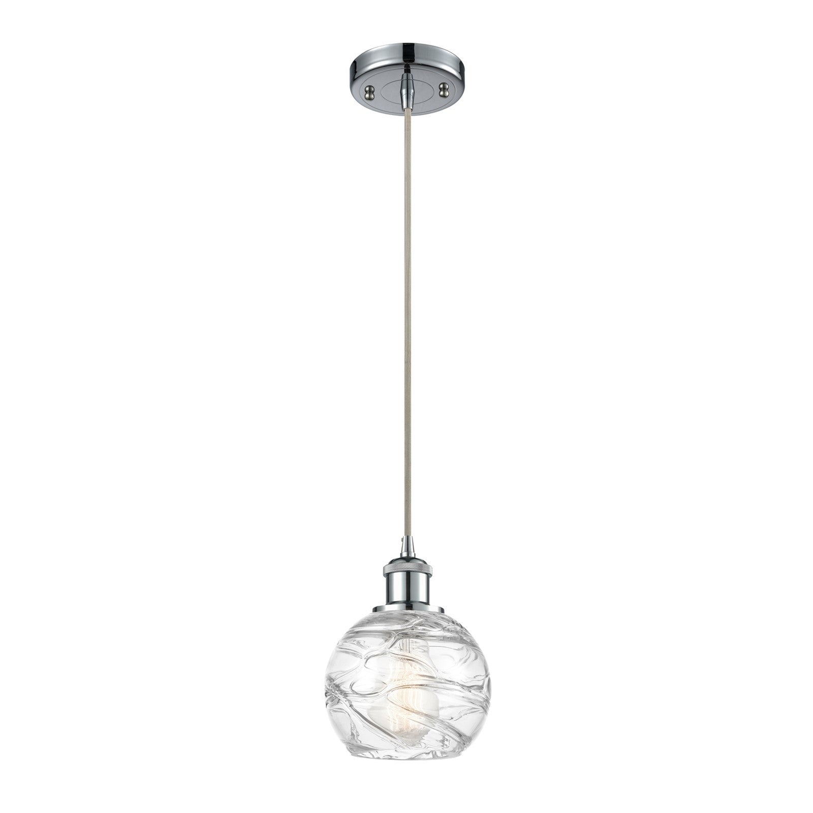 Innovations Athens Deco Swirl 5.88in 1-Light Mini Pendant | Polished Chrome and Clear Glass | Kitchen Island & Dining | Model 516-1P-PC-G1213-6CL