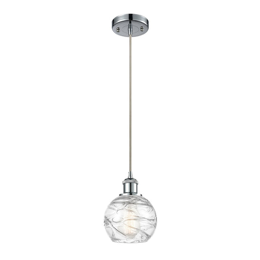 Innovations Athens Deco Swirl 5.88in 1-Light Mini Pendant | Polished Chrome and Clear Glass | Kitchen Island & Dining | Model 516-1P-PC-G1213-6CL