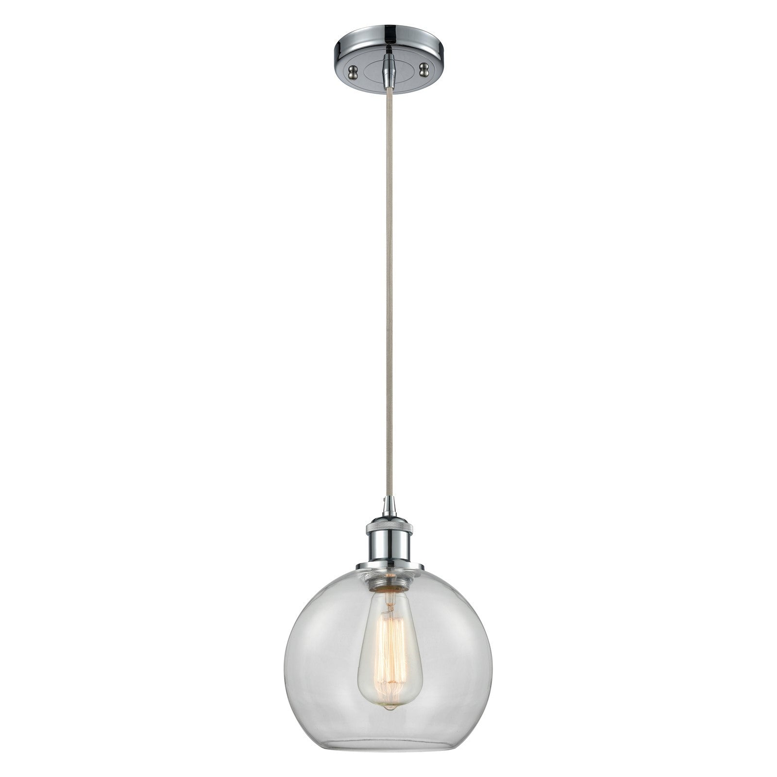 Innovations Athens 8in 1-Light LED Mini Pendant | Modern Polished Chrome and Clear Glass | Kitchen Island & Dining Room | Model 516-1P-PC-G122-8-LED
