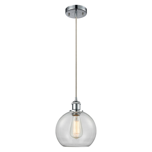 Innovations Athens 8in 1-Light LED Mini Pendant | Modern Polished Chrome and Clear Glass | Kitchen Island & Dining Room | Model 516-1P-PC-G122-8-LED