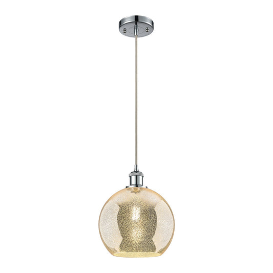 Innovations Athens 10in 1-Light Mini Pendant | Polished Chrome and Mercury Glass | Kitchen Island & Dining Room | 10 x 12 in | Model 516-1P-PC-G128-10