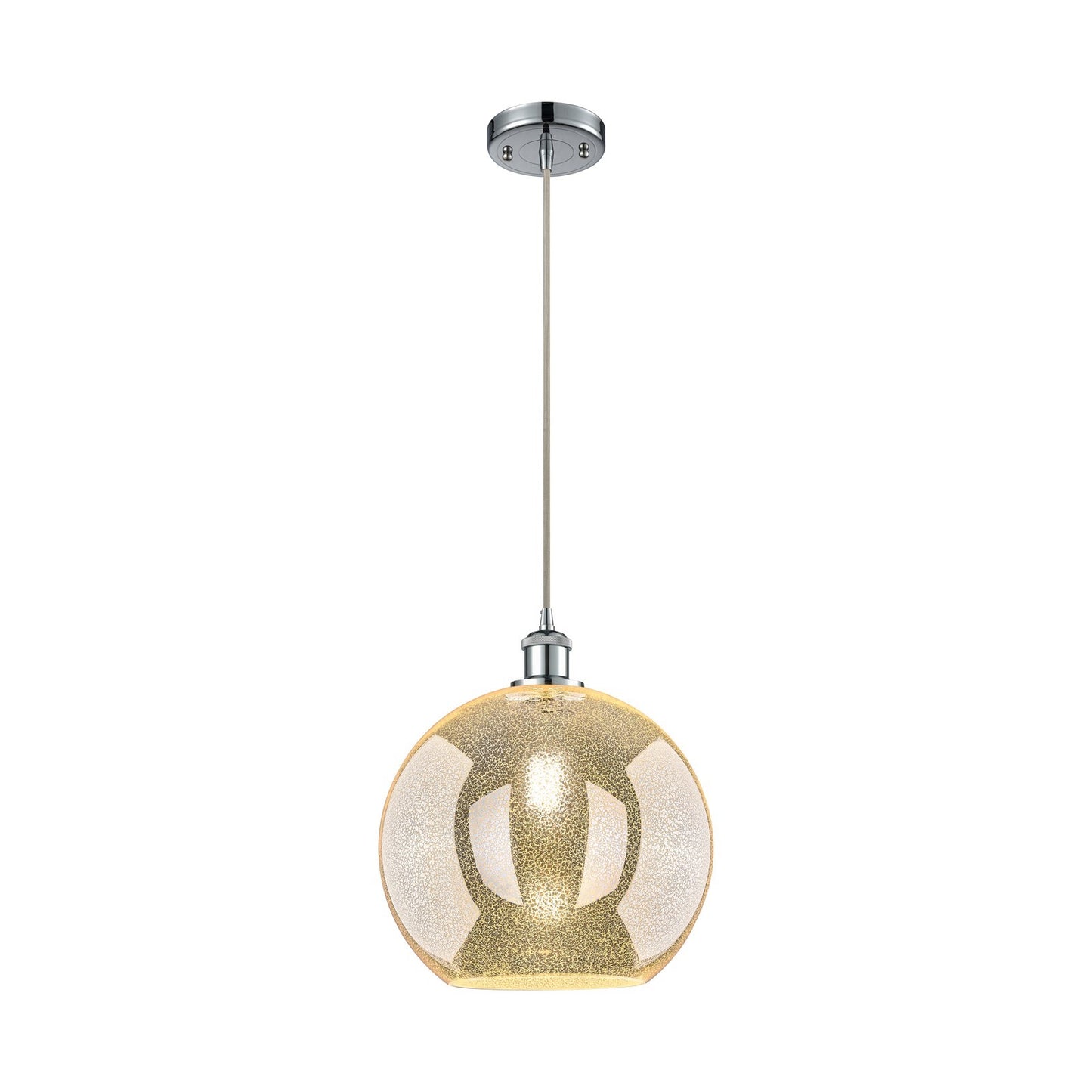 Innovations Athens 12in 1-Light Mini Pendant | Polished Chrome and Mercury Glass | Kitchen Island & Dining Room | 12 x 14 in | Model 516-1P-PC-G128-12