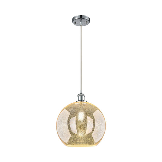 Innovations Athens 12in 1-Light Mini Pendant | Polished Chrome and Mercury Glass | Kitchen Island & Dining Room | 12 x 14 in | Model 516-1P-PC-G128-12