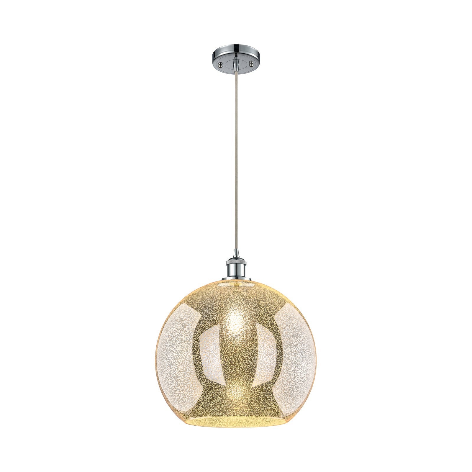 Innovations Athens 14in 1-Light Pendant | Polished Chrome and Mercury Glass | Kitchen Island & Dining Room | 14 x 17 in | Model 516-1P-PC-G128-14