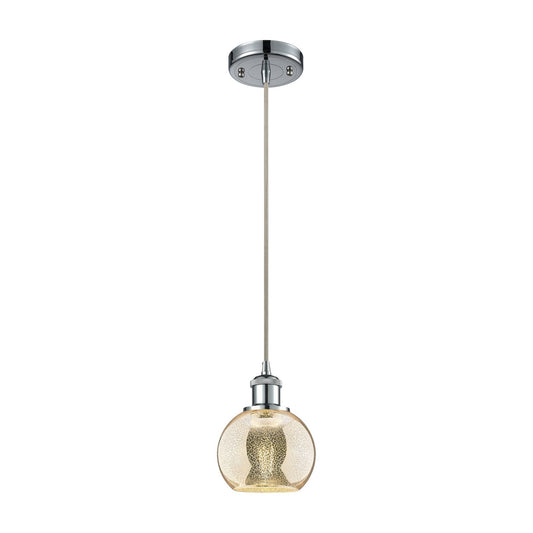 Innovations Athens 6in 1-Light Mini Pendant | Polished Chrome and Mercury Glass | Kitchen Island & Dining Room | 6 x 8 in | Model 516-1P-PC-G128-6