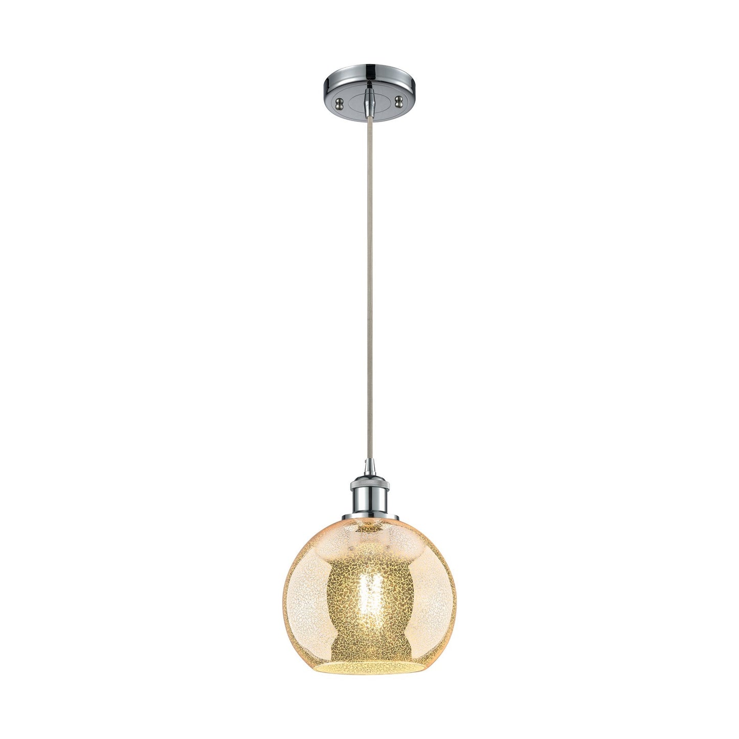 Innovations Athens 8in 1-Light Mini Pendant | Industrial Polished Chrome and Mercury Glass | Kitchen Island & Dining Room | Model 516-1P-PC-G128-8