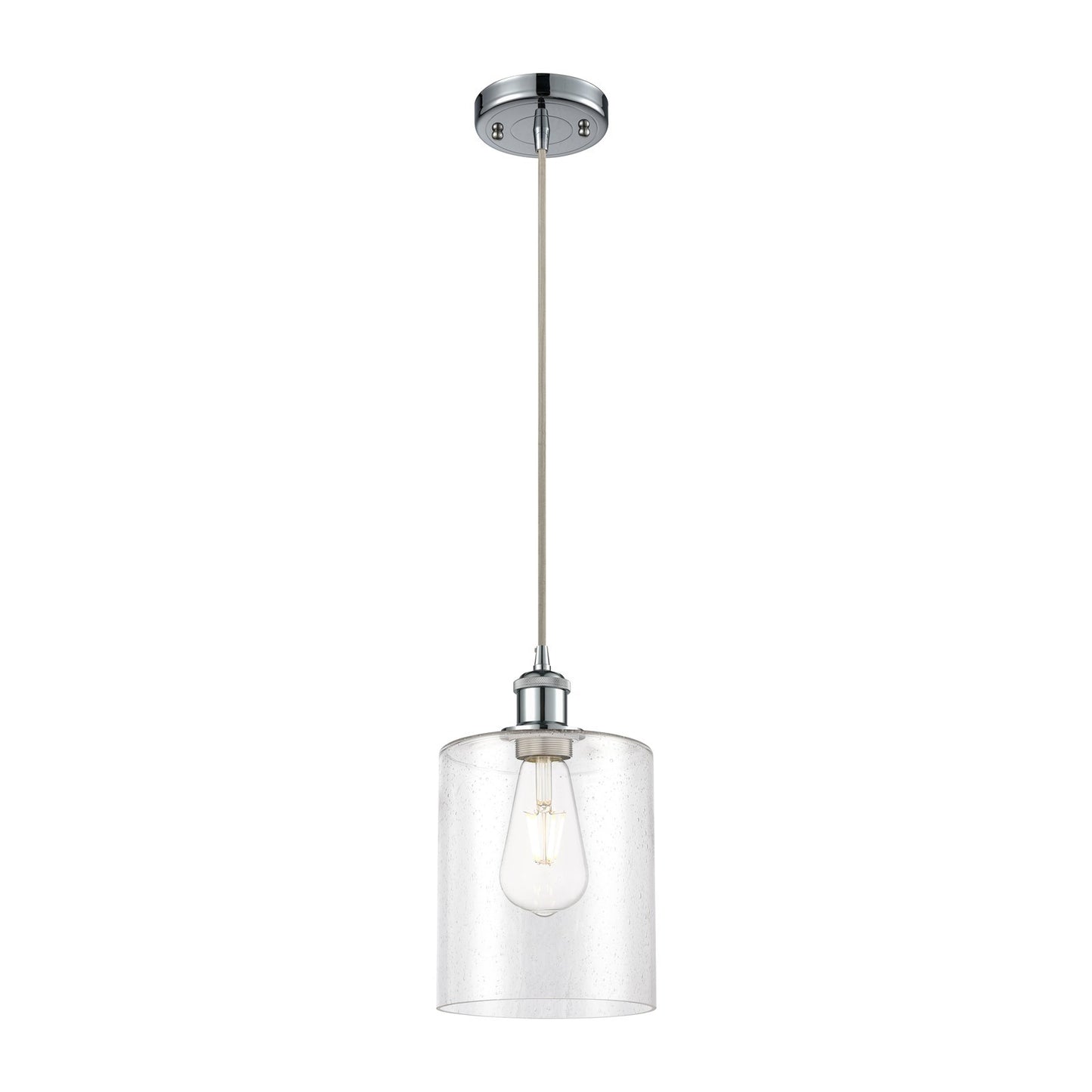 Innovations Paladin 7in 1-Light Mini Pendant | Farmhouse Polished Chrome and Seedy Glass | Kitchen Island & Dining Room | Model 516-1P-PC-G4424-7