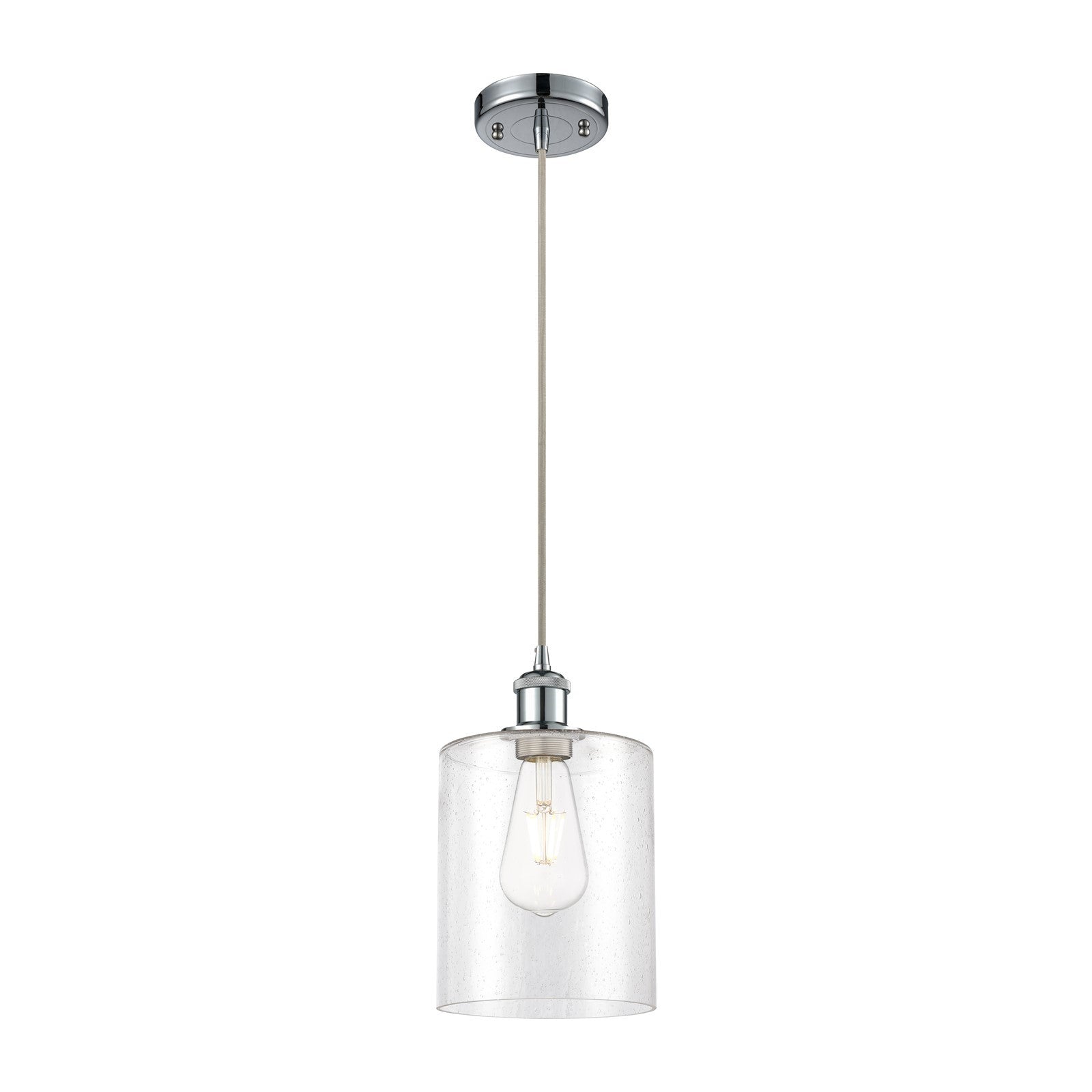 Innovations Paladin 7in 1-Light Mini Pendant | Farmhouse Polished Chrome and Seedy Glass | Kitchen Island & Dining Room | Model 516-1P-PC-G4424-7